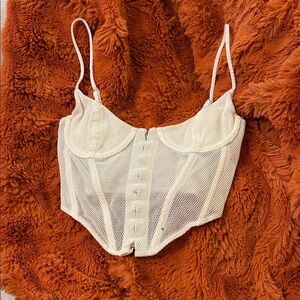 Elegant White Mesh Bustier Top